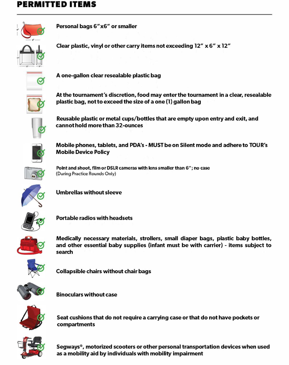 Permitted Items